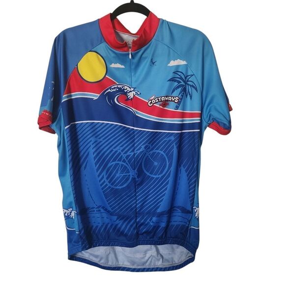 Primal Wear Mens Castaways Graphic Blue Cycling Jersey Size XL - Picture 1 of 5